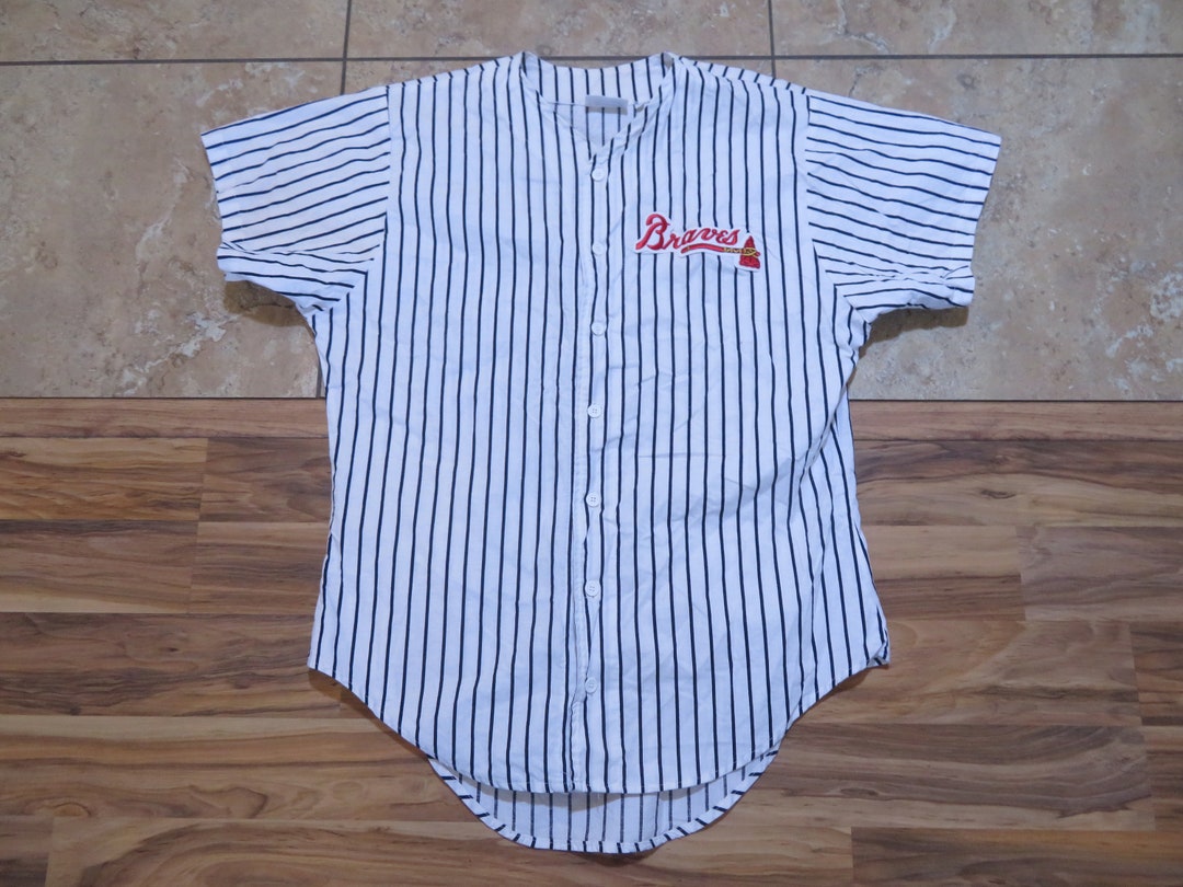 Vintage Atlanta Braves Pinstripe Jersey Style Shirt Locker Etsy