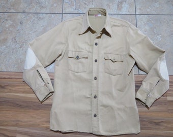 Vintage Levi's Big E Denim Shirt Button up BEIGE Elbow - Etsy