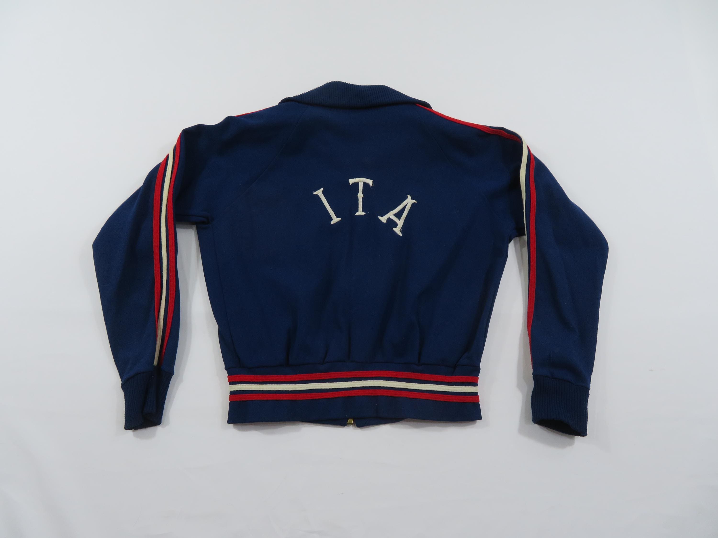 1950s/60s ITA College Track Jacket Coat Blue Womens Sz XS-S VV10
