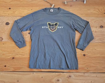00s Vintage Stussy Neighborhood Boneyards T Shirt / Black Cotton
