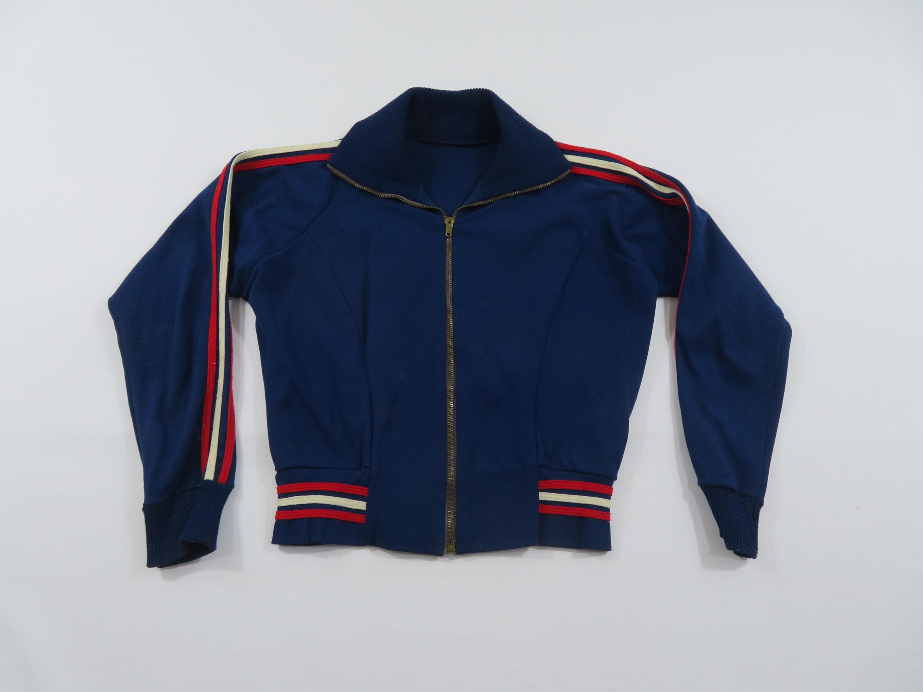 1950s/60s ITA College Track Jacket Coat Blue Womens Sz XS-S VV10