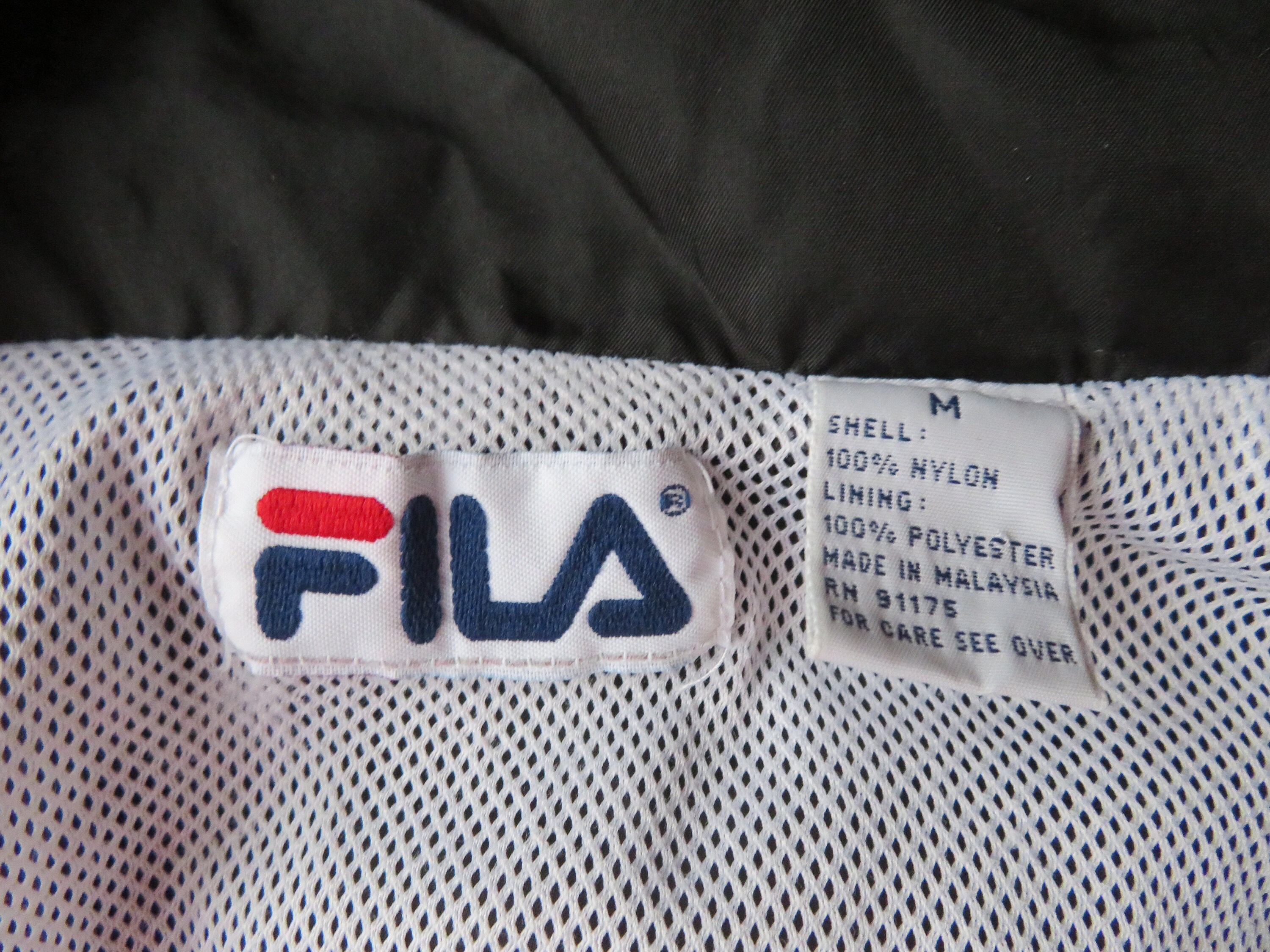 VTG Fila Track style Jacket Mesh lined Black White Zip Front Sz M Windbreaker Etsy