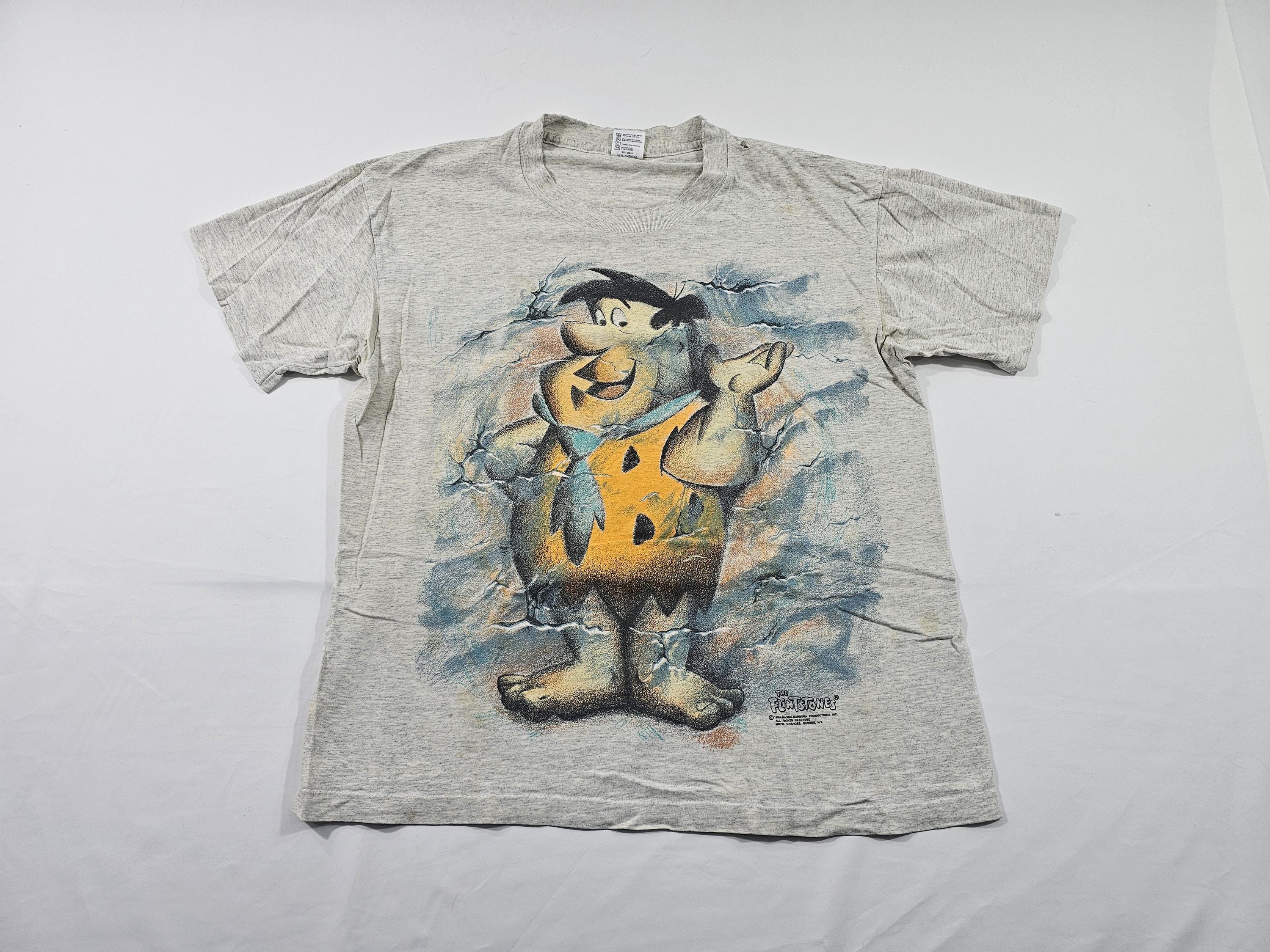フレッド・フリントストーン グレー Tシャツ 両面プリント XLサイズ 