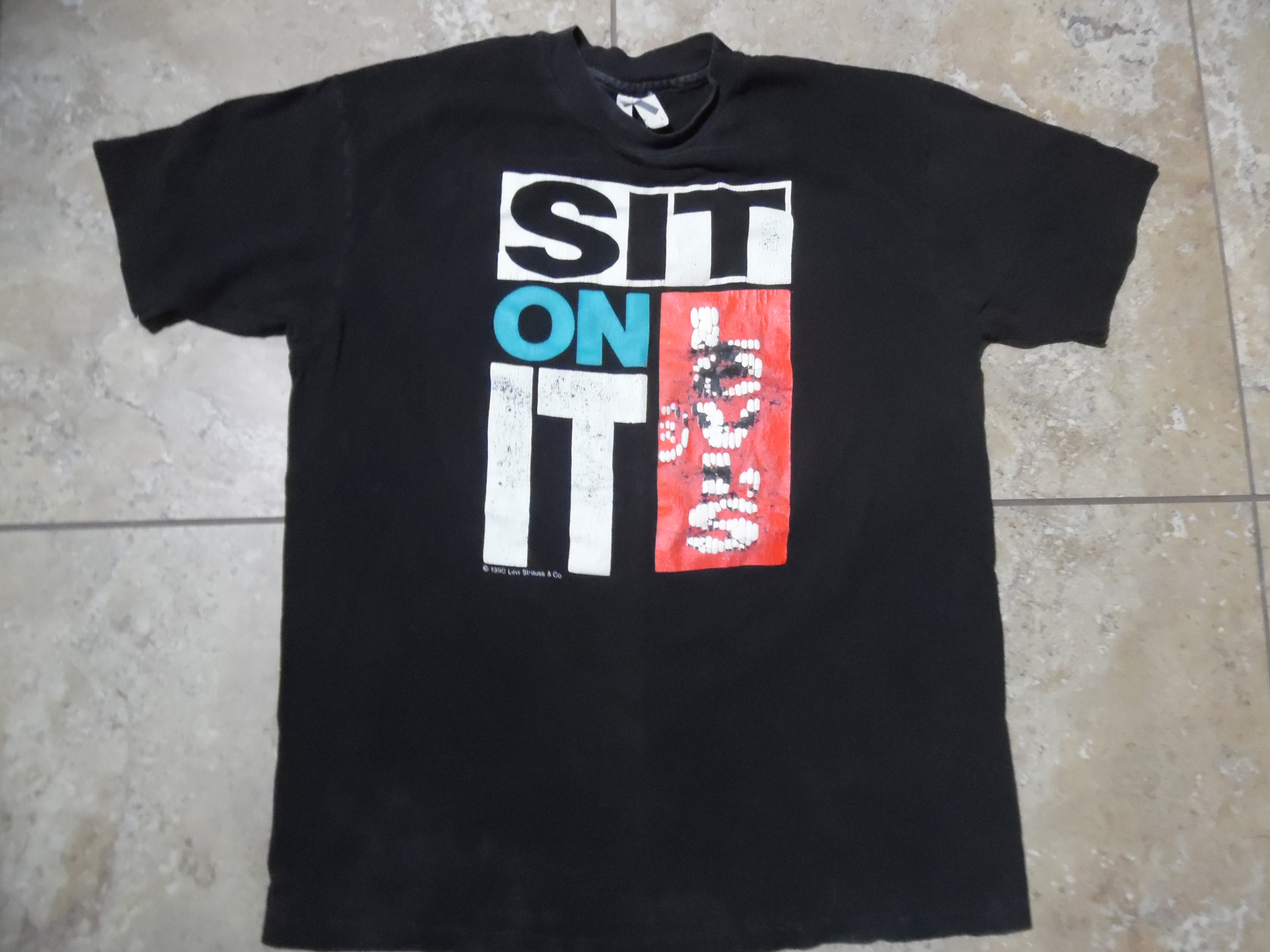 Vintage 1990 Levi Strauss Sit on It T-shirt Black Crew-neck - Etsy ...