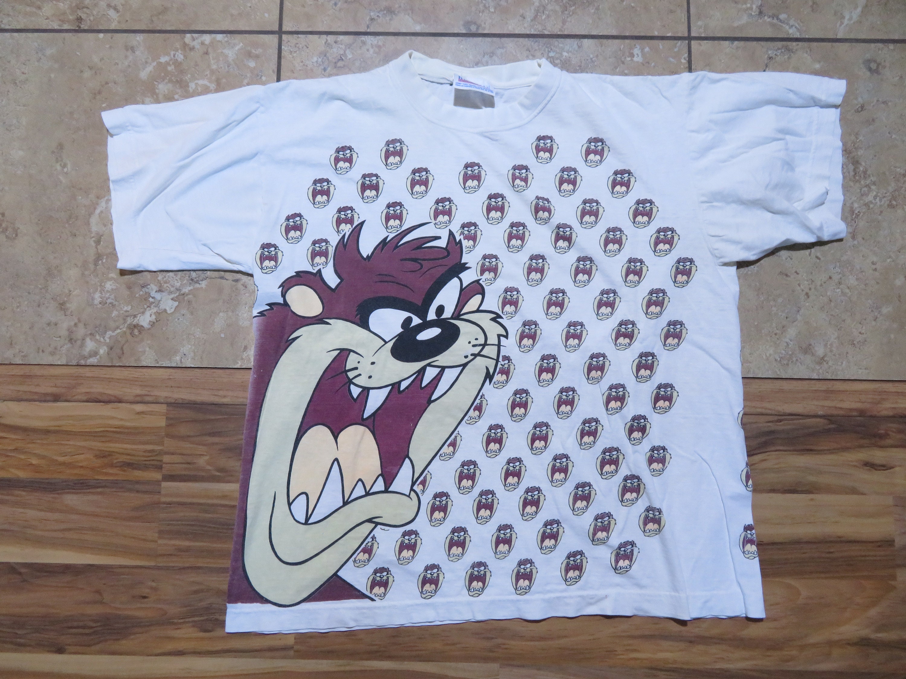 Vintage TAZ All Over Print T-shirt Looney Tunes Double-sided Graphic WHITE  Brown Black American Characters Brand Sz XL Tazmanian Devil - Etsy