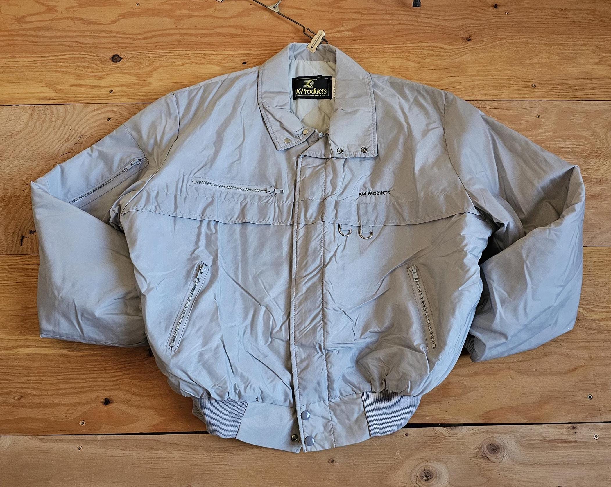 Vintage K-products Bomber Style Ski Coat Jacket Silver Color