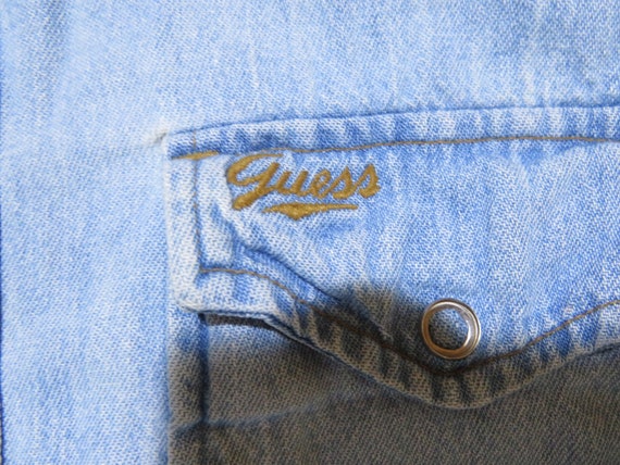 Vintage GUESS Western Denim Pearl Snap Shirt New … - image 4