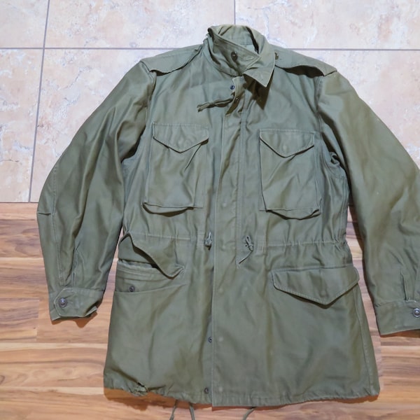 Vintage Military Man's Cold Weather Field Coat OD Green Self-Lined Sz L? Estilo M65