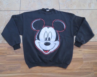 Vintage Mickey Mouse Big Logo Sweatshirt 50/50 Large Mickey Front Black White Red Jerry Leigh Mickey Unlimited Brand Sz XL