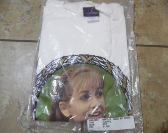 Vintage New in Sealed Bag Gabrielle Dances with Cerubs T-Shirt Xena Warrior Princess Tag White Sz XL