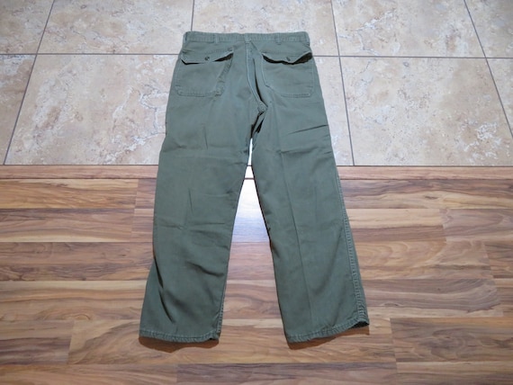 VTG Military Army Cotton Sateen Green Pants 34x27 - image 3