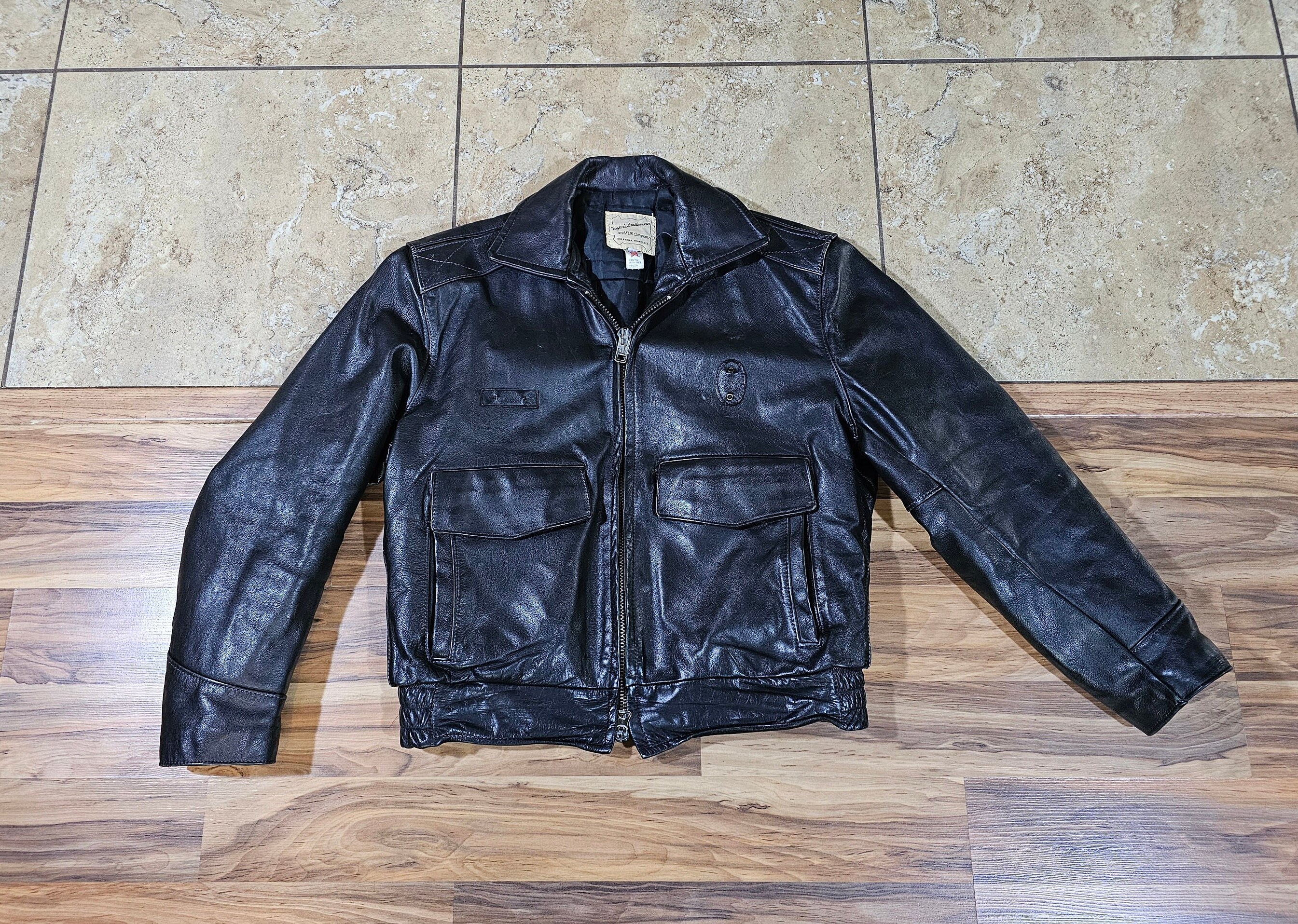 Vintage London Leatherware Diamond Studded Leather Moto Jacket