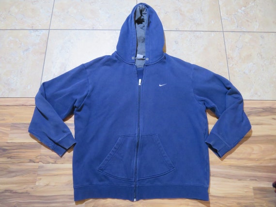 Vintage Nike Small Swoosh Zip up Hoodie Navy Blue Sz 2XL Travis