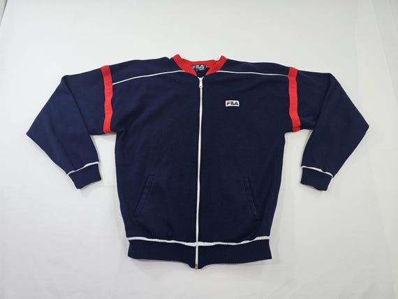 70s/80s FILA Knit Jacket, Blue, Embroidered Logo Sz L - Etsy