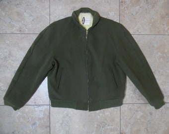 VTG Penney's Sports Outwear Faux Fur Lined Faux Suede Green Jacket Large