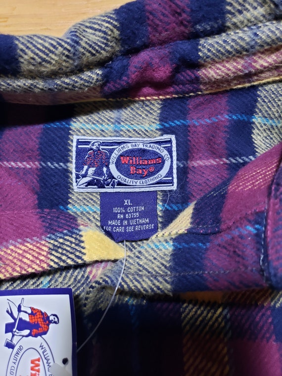 Vintage NWT Williams Bay Flannel Shirt Yellow Blu… - image 4