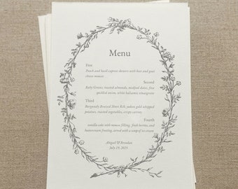 Printed Menu Cards, Floral menu card, Personalized Menus, Printed Wedding Menu Cards