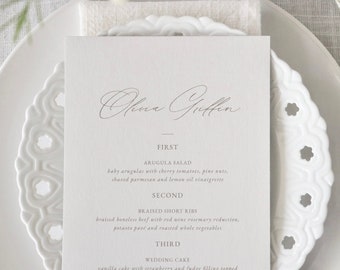 Personalized Menu's, Menu's with Guests names, Printed menu's, place setting menus