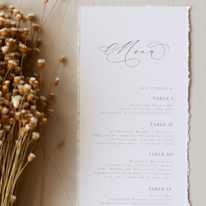 Menu impresso para casamento ou evento, cartão de menu personalizado mínimo, menu de casamento em papel, menu de jantar de casamento minimalista, menu de mesa