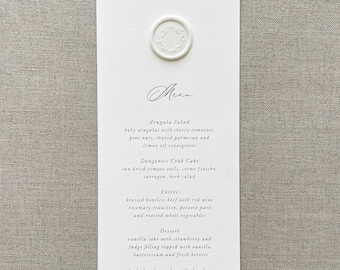 Printed Menu Cards with Wax Seal, Wedding Menu Cards, Custom Printed Menu, Wax Seal Menu Card