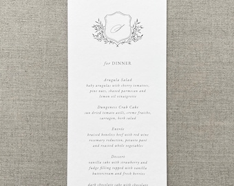 Printed Table Menus, Monogram Wedding Menus, Paper Menus