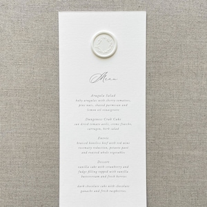 Printed Menu Cards with Wax Seal, Wedding Menu Cards, Custom Printed Menu, Wax Seal Menu Card