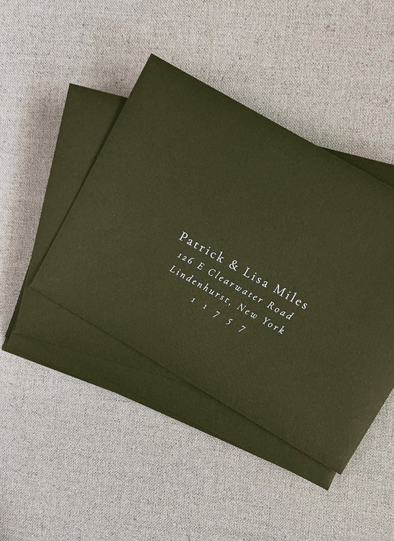 Add on Printed White Ink Envelope Addressing Etsy