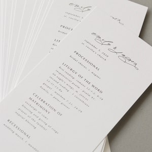 Tarjetas de programa de boda personalizadas, programas de ceremonia impresos, programa de ceremonia de boda, programa de iglesia
