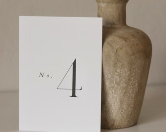 Set of Wedding Table Numbers, White Double thick paper table numbers, set of modern table numbers