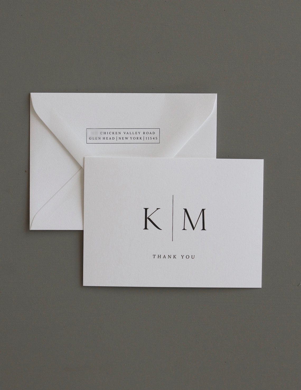 Set of Monogram Thank You Cards Modern Wedding Thank You Etsy