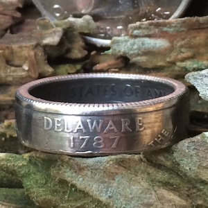 Delaware state quarter coin ring