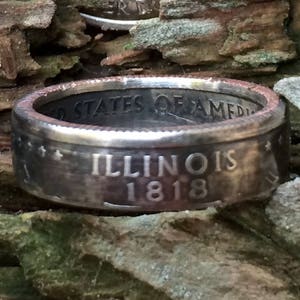 Illinois state quarter coin ring