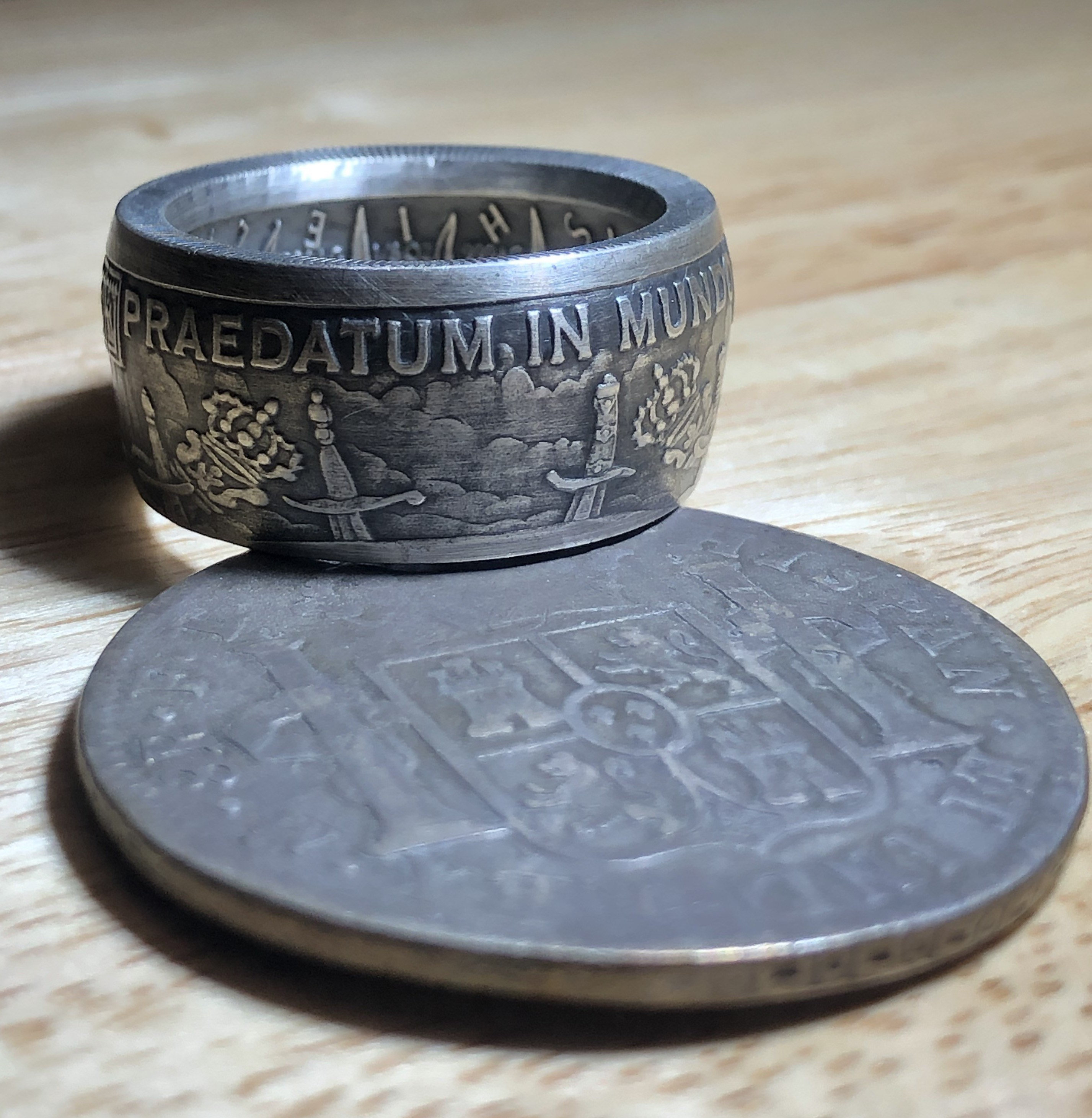 Silver Pirate Coin Ring Etsy
