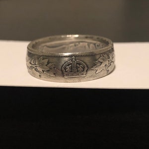 Silver Canadian half dollar coin ring