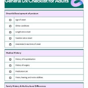 General Diagnosis Checklist for Adults for Speech Therapy Evaluation