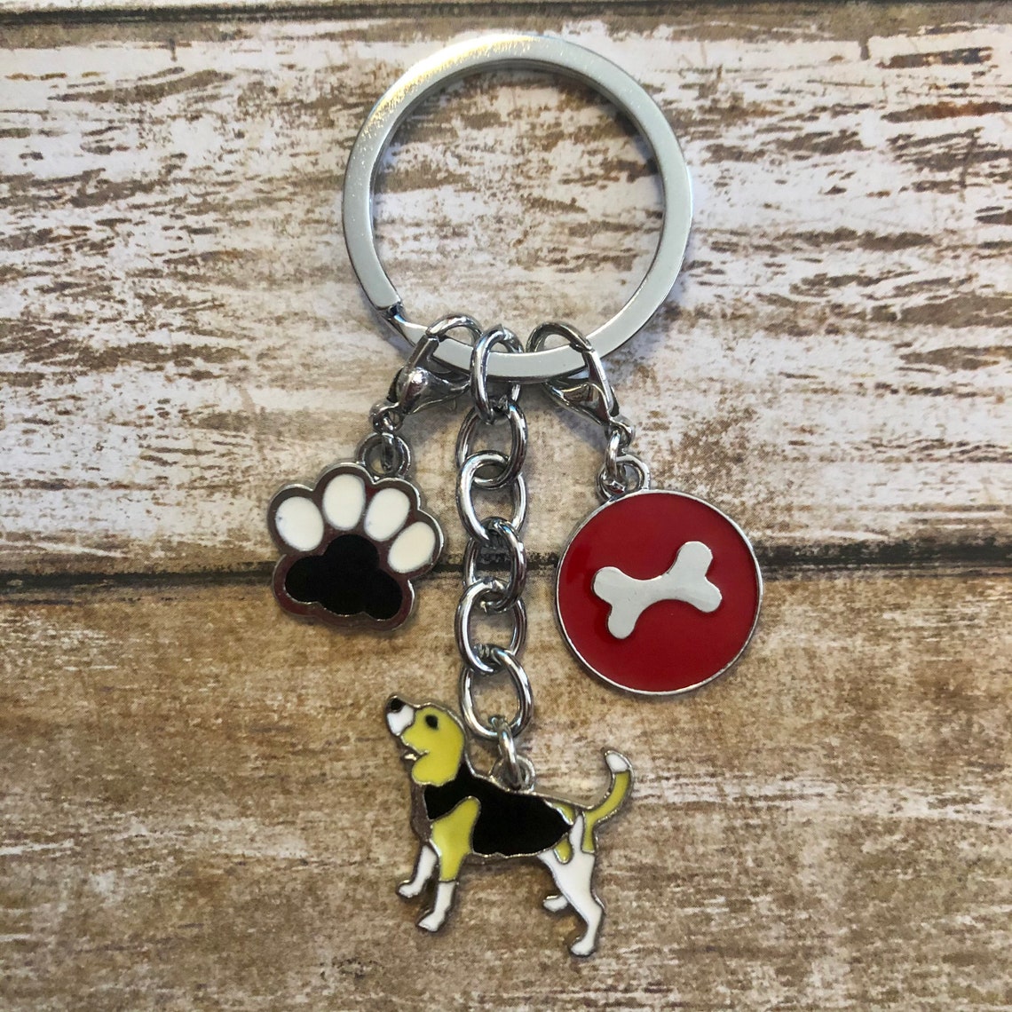 Beagle Dog Enamel Keychain Key Ring Etsy