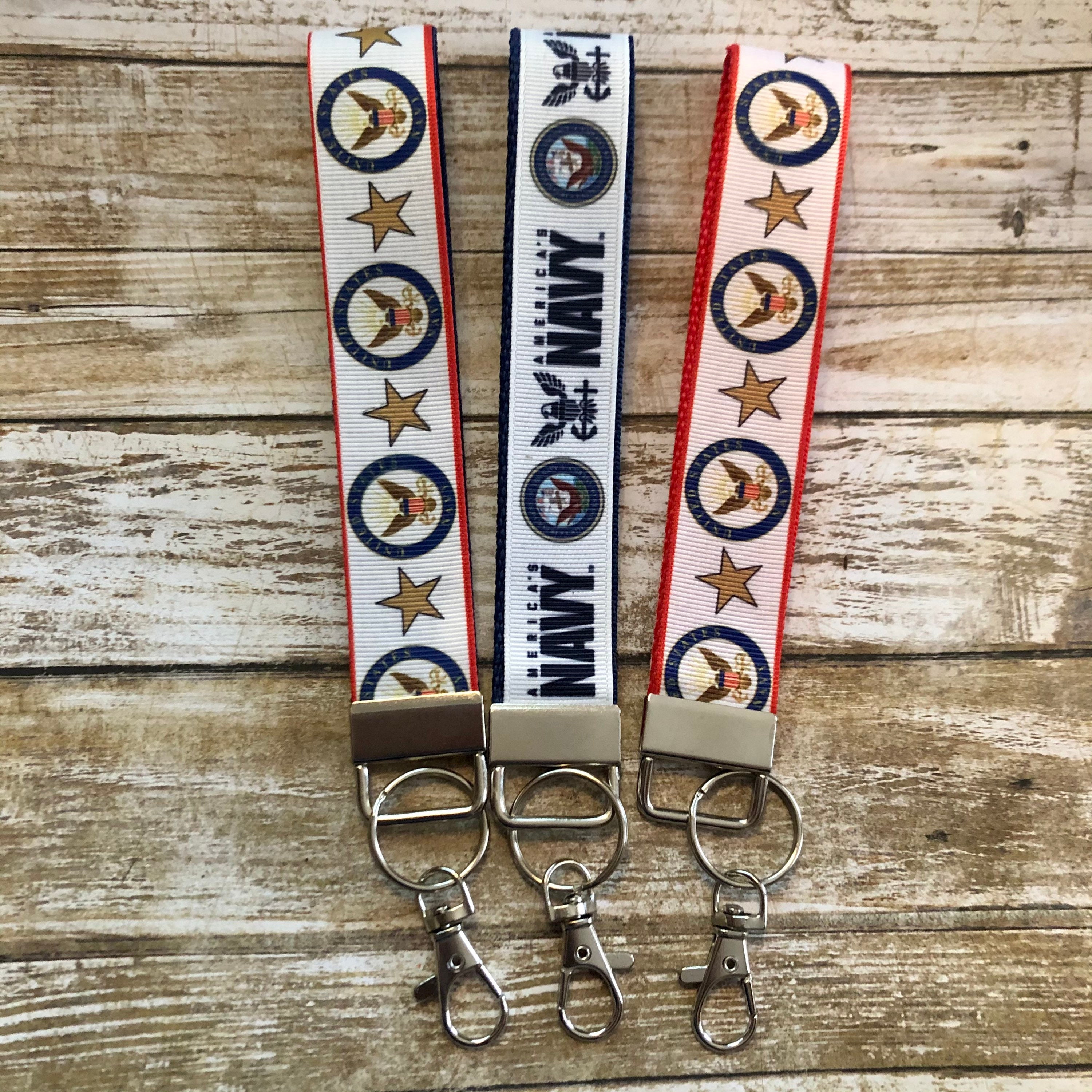 US NAVY Wristlet Keychain Custom Keychain Fob Wrist Etsy