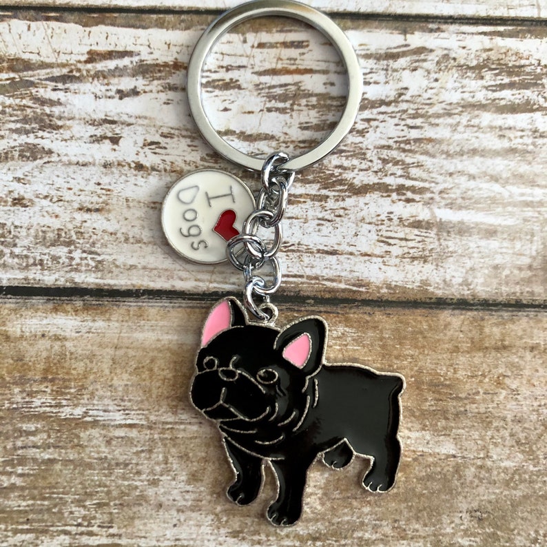 French Bulldog Frenchie Dog Enamel Keychain Key Ring