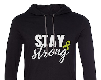 Mens Hooded - Stay Strong T Shirt, Long Sleeve, Mental Health Shirt, Anxiety, Depression Awareness, Suicide Shirt, Inspirational Shirt