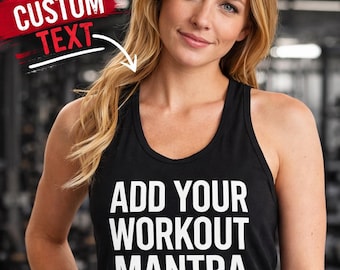Custom Workout Tank, Personalized Gym Shirt, Womens Fitness Motivation Top, Custom Text Racerback, Training Apparel, Handmade HTV Gift