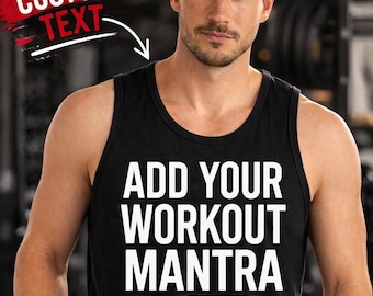 Custom Gym Tank, Personalized Workout, Mens Fitness Gift, Motivation Tee, Bodybuilding Top, Lifting Shirt, Exercise Apparel, Handmade HTV