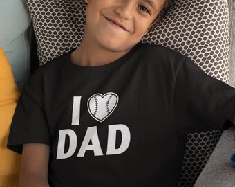 Youth Toddler Kids - I Love Dad Shirt, Baseball Gifts, Baseball Love, Birthday Gift, Funny Family Shirt, Favorite Child T-Shirt, Boys Girls