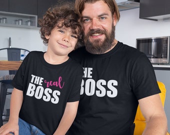 The Boss Shirts, Father And Daughter Son, Matching SET, First Fathers Day Gift From Son Daughter, Long Short Sleeve, Grandpa Gifts