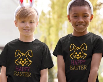 Toddler Youth - Happy Easter Shirt, Easter Bunny Tee, Toddler Easter Outfit, Youth Spring Shirt, Cute Bunny T-Shirt, Kids Easter Tee