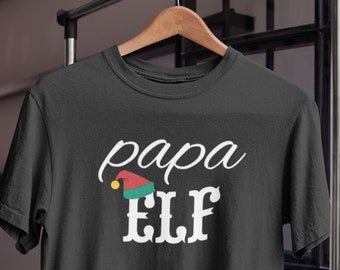 Mens Papa Elf T Shirt, Family Christmas Shirt, Holiday Tee, X-mas Gift, Funny Christmas Shirt, Christmas Party Outfit, Holiday Fun