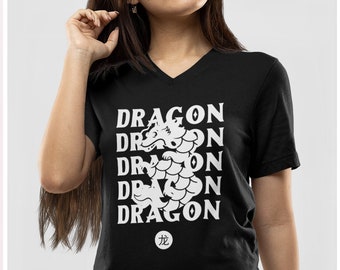 Womens V-neck - Year of the Dragon - Chinese New Year Gift Idea: Dragon Shirt for Good Luck in the New Year