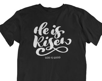 He is Risen God is Good Shirt Men’s Easter Graphic Tee, Christian Faith Shirt, Resurrection Apparel, Spring Easter Holiday Shirt for Men
