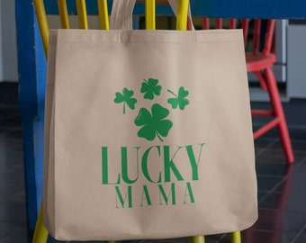 Lucky Mama #2, Tote Bag, Shopping Bag, Shoulder Bag, Grocery Bag, Canvas Bag, Mothers Day Gift, St Patricks Day Bag
