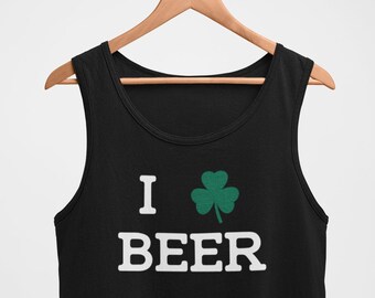 Mens Tank Top - I Love Beer - St. Patrick's Day Drinking Team T-shirt, Drinking Tee, St. Pattys Day Shirt, St. Paddy's Day, Shamrock Shirts