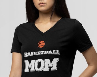 Basketball Mom #2 V Neck Shirt, Mother's Day Gift, Birthday Gift for Mom, Blessed Mama Tee, Women's V Neck, Cute Sports Mom Shirt, Gift Idea